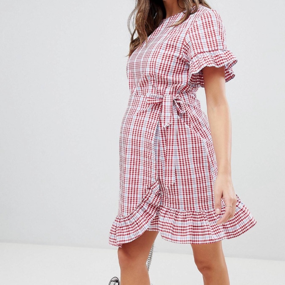 Plaid Maternity Wrap Dress